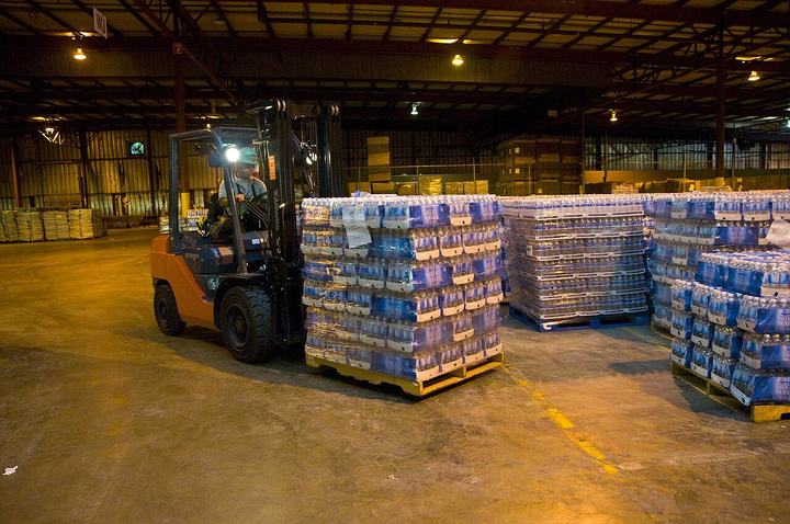 Warehouse with stacked inventory